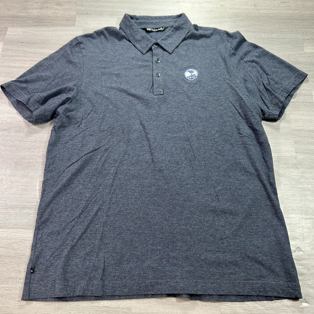 Pebble Beach Golf Links TravisMathew Polo Shirt Mens XL Blue Stripe Golf Casual